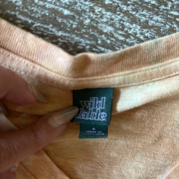 Wild Fable oversized crop vneck T-shirt. Light orange and blue. Size small. - Picture 3 of 3